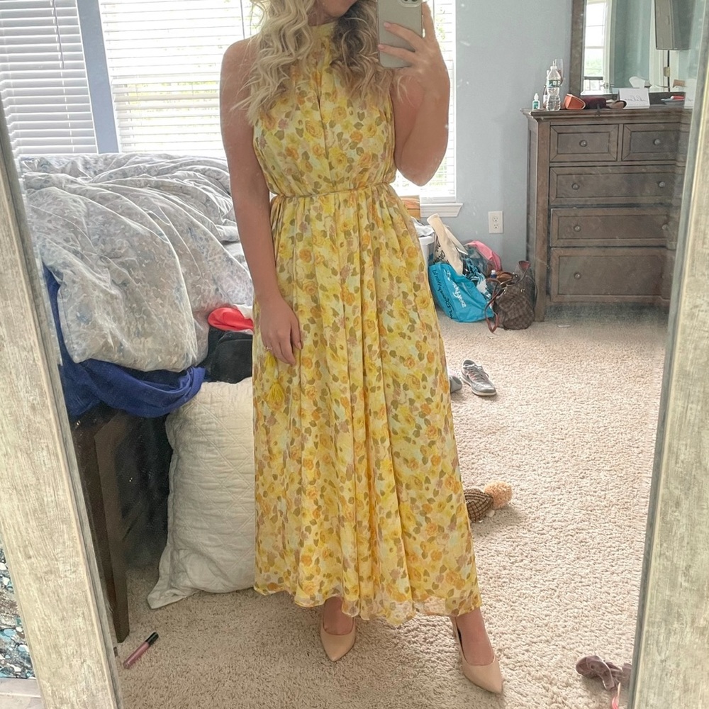 Yellow printed jumpsuit size small worn once